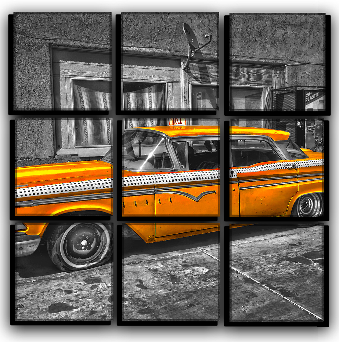 

Модульная картина на холсте 9 частей ретро такси taxi cab Hotel Arizona HD 77 см x 77 см