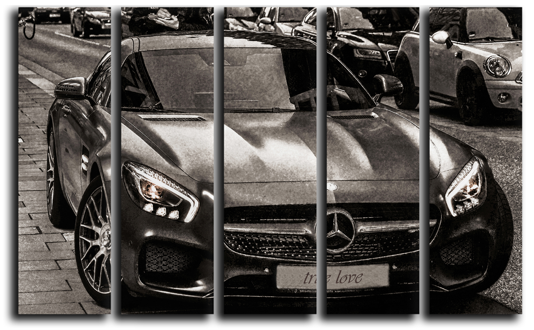 

Модульная картина на холсте из 5 частей Mercedes-Benz AMG GT Мерседес споркар Hotel Arizona HD 89 см x 140 см