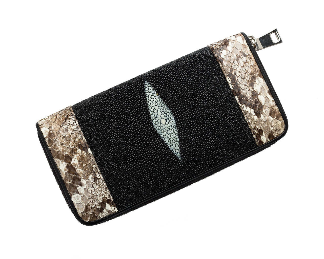 

Кошелек из кожи ската с питоном Ekzotic Leather Черный