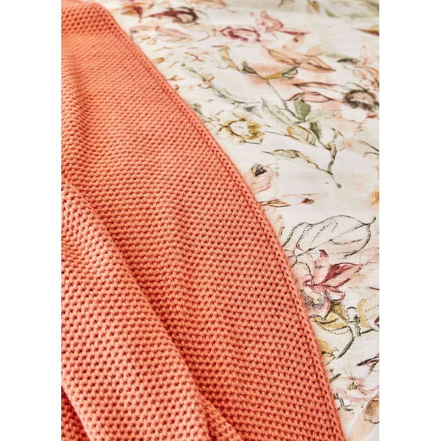 

Набор постельное белье с пледом Karaca Home - Elsira blush 2020-1 персиковый евро