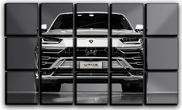 

Модульная картина на холсте из 15 частей авто Lamborghini Urus споривное авто Hotel Arizona HD 77 см x 127 см