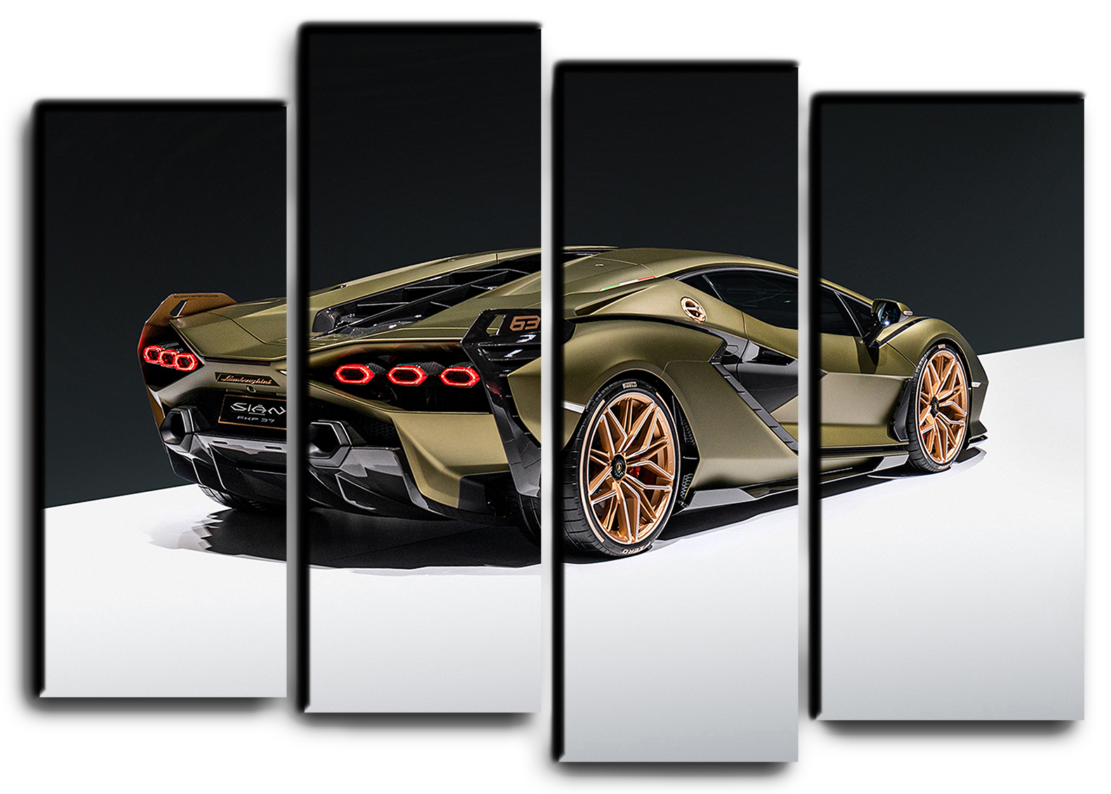 

Модульная картина на холсте из 4 частей машина Lamborghini Sian спортивное авто Hotel Arizona HD 82 см x 112 см