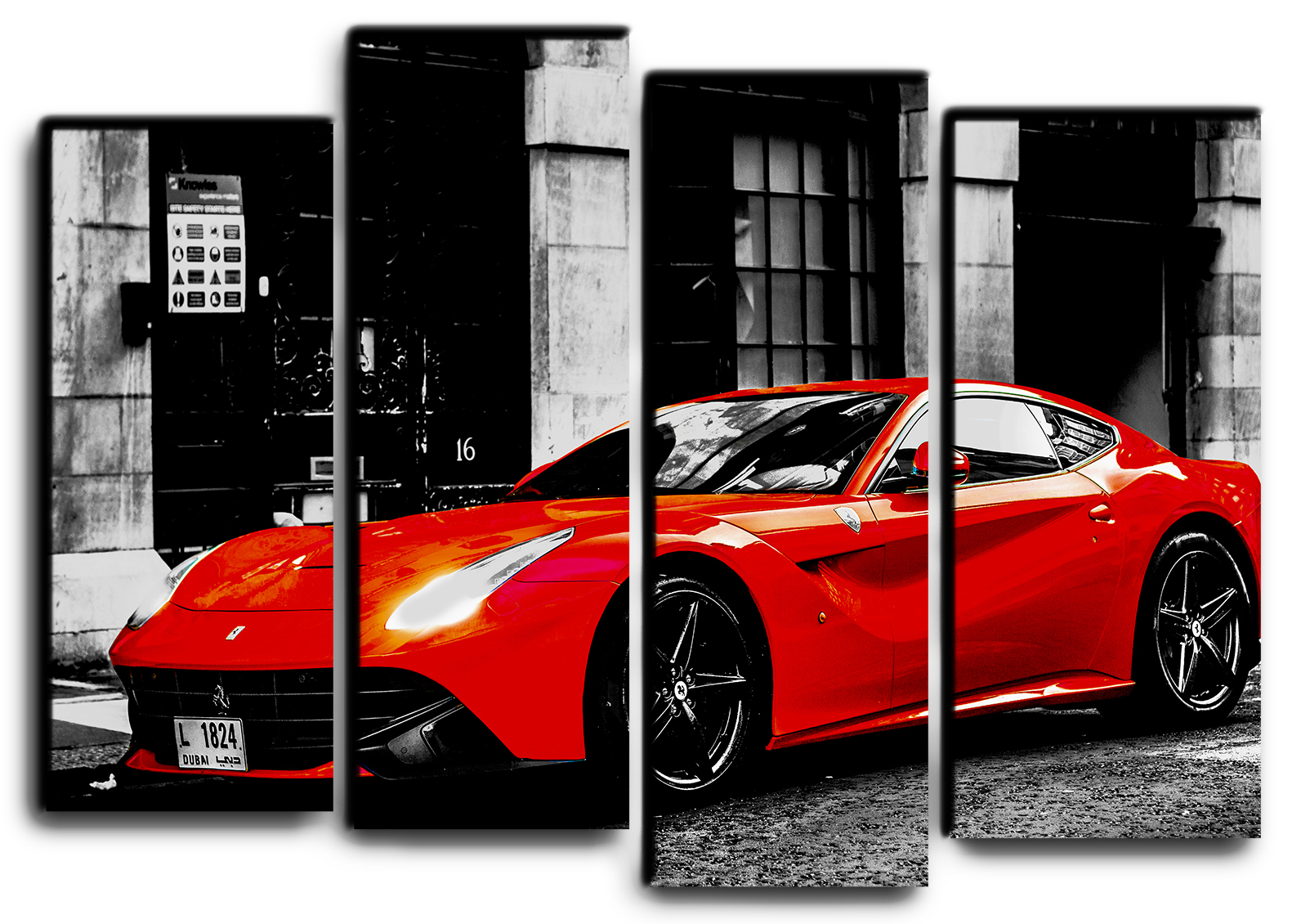 

Модульная картина на холсте из 4 частей Красный Ferrari F12 Berlinetta спортивный автомобиль Hotel Arizona HD 82 см x 112 см