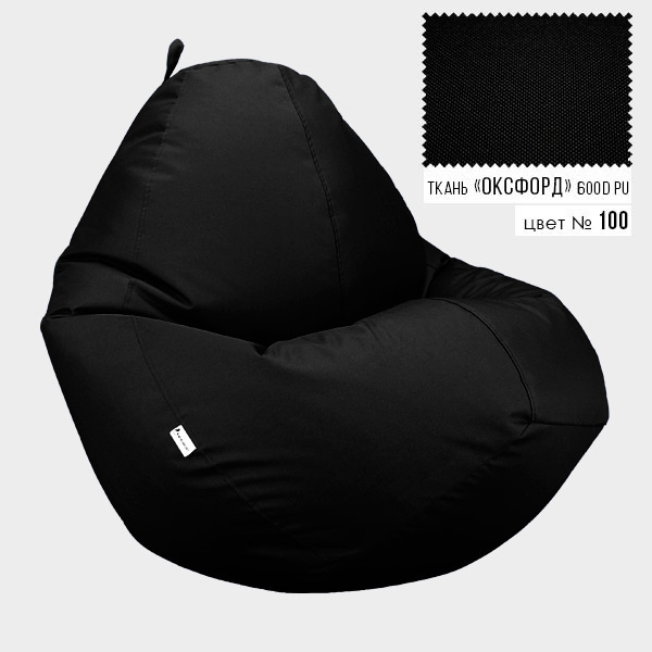 

Бескаркасное кресло мешок груша Овал Coolki XXL 90x130 Черный (Оксфорд 600D PU)