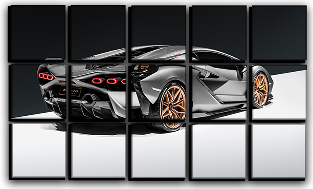 

Модульная картина на холсте из 15 частей спорт авто Lamborghini Sian спортивное авто Hotel Arizona HD 77 см x 127 см