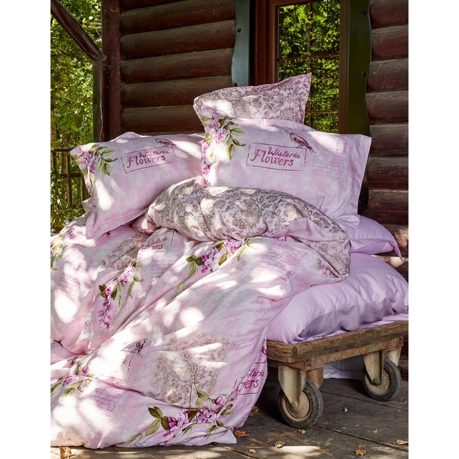 

Постельное белье Karaca Home - Wisteria pembe 2016 розовое сатин евро