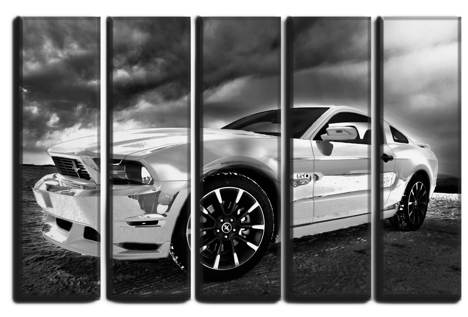 

Модульная картина на холсте из 5 частей авто белый Ford Mustang спорт кар Hotel Arizona HD 89 см x 140 см