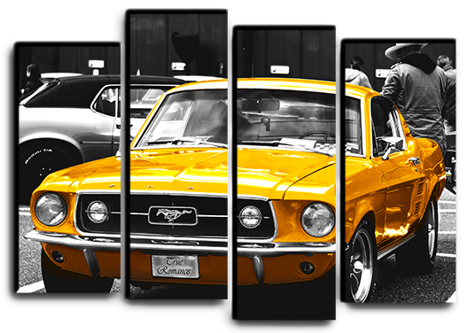 

Модульная картина на холсте из 4 частей Ford Mustang 1964 классик ретро авто Hotel Arizona HD 82 см x 112 см