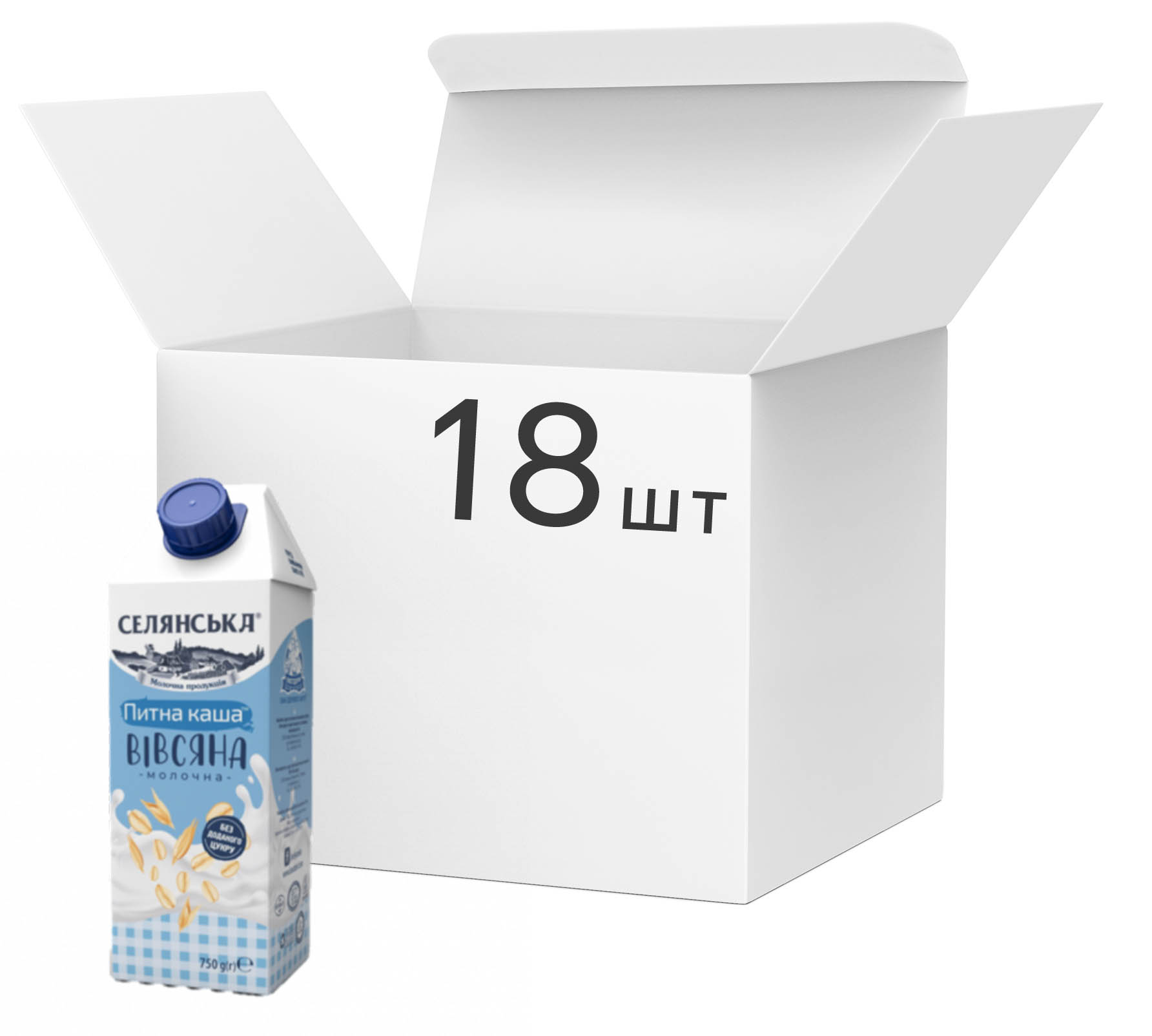 Акція на Упаковка каши молочной жидкой Селянська Овсяная ультрапастеризованная 2.5% жира 750 г х 18 шт (4820003489550) від Rozetka UA