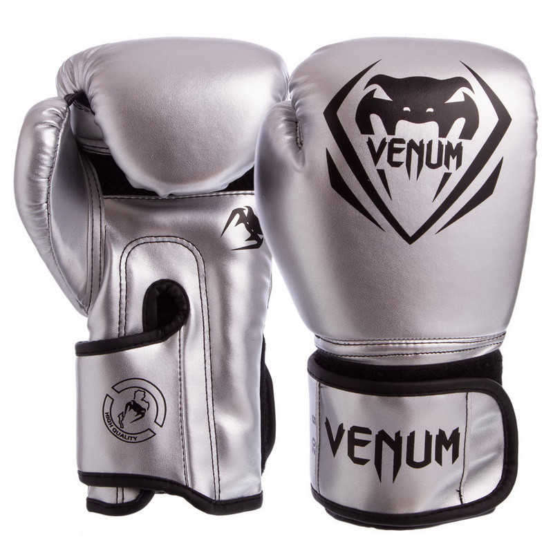 

Перчатки боксерские на липучке Venum Champ 8351 серебристый 12oz