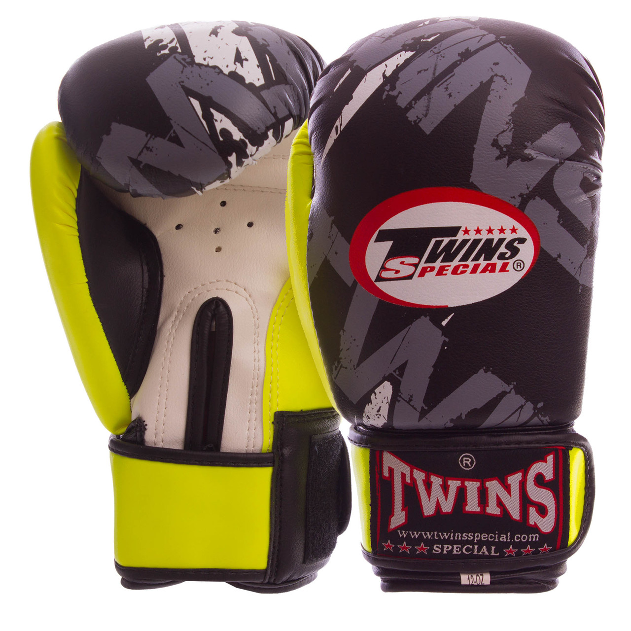 

Перчатки для бокса и единоборств на липучке TWINS Champ TW-2206 Black-Yellow-White 4 унций