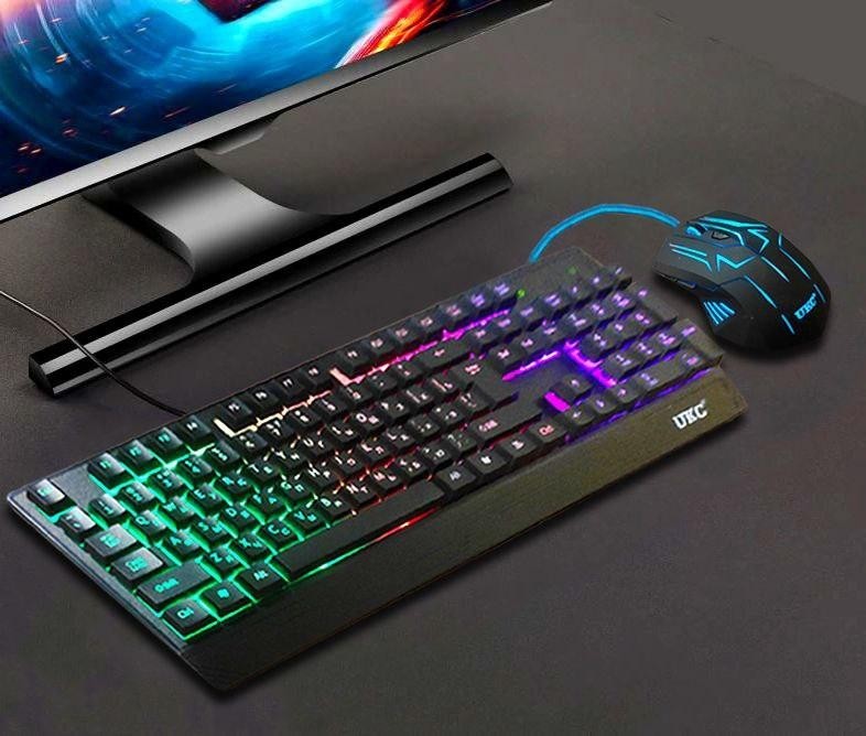 

Комплект проводная клавиатура и мышка с LED подсветкой UKC KEYBOARD 4958 (345789)
