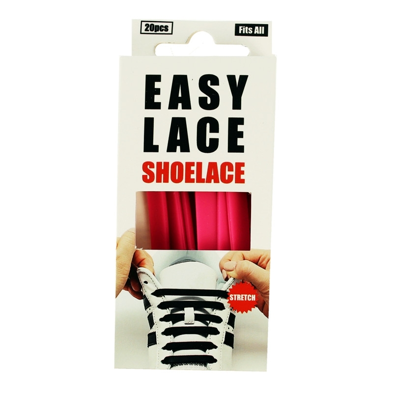 

Силиконовые шнурки для обуви Easy Lace Flat Box розовые, плоские / 20 шт