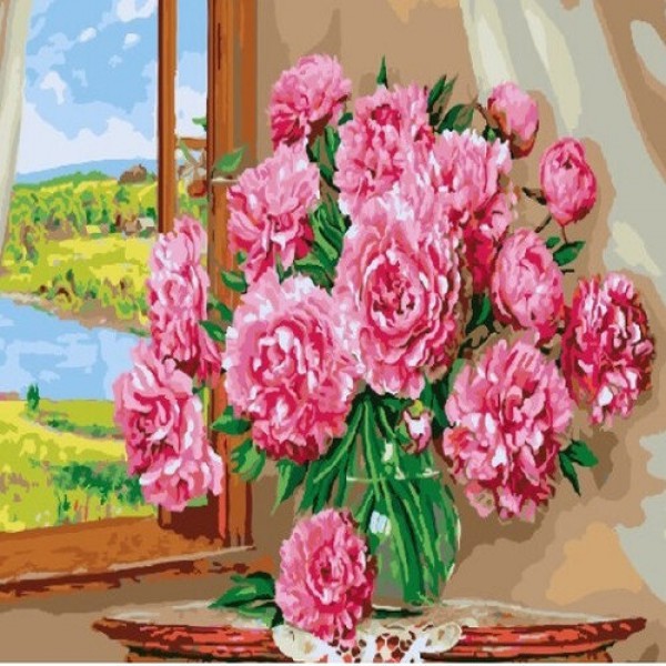 

Картина по номерам "Яркие пионы" 40*50см