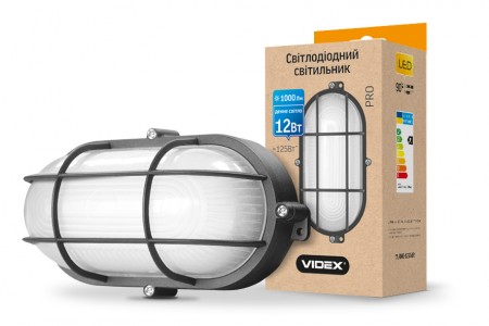 

Светильник светодиодный ЖКХ овальный VIDEX 12W 5000K 220V черный усиленный