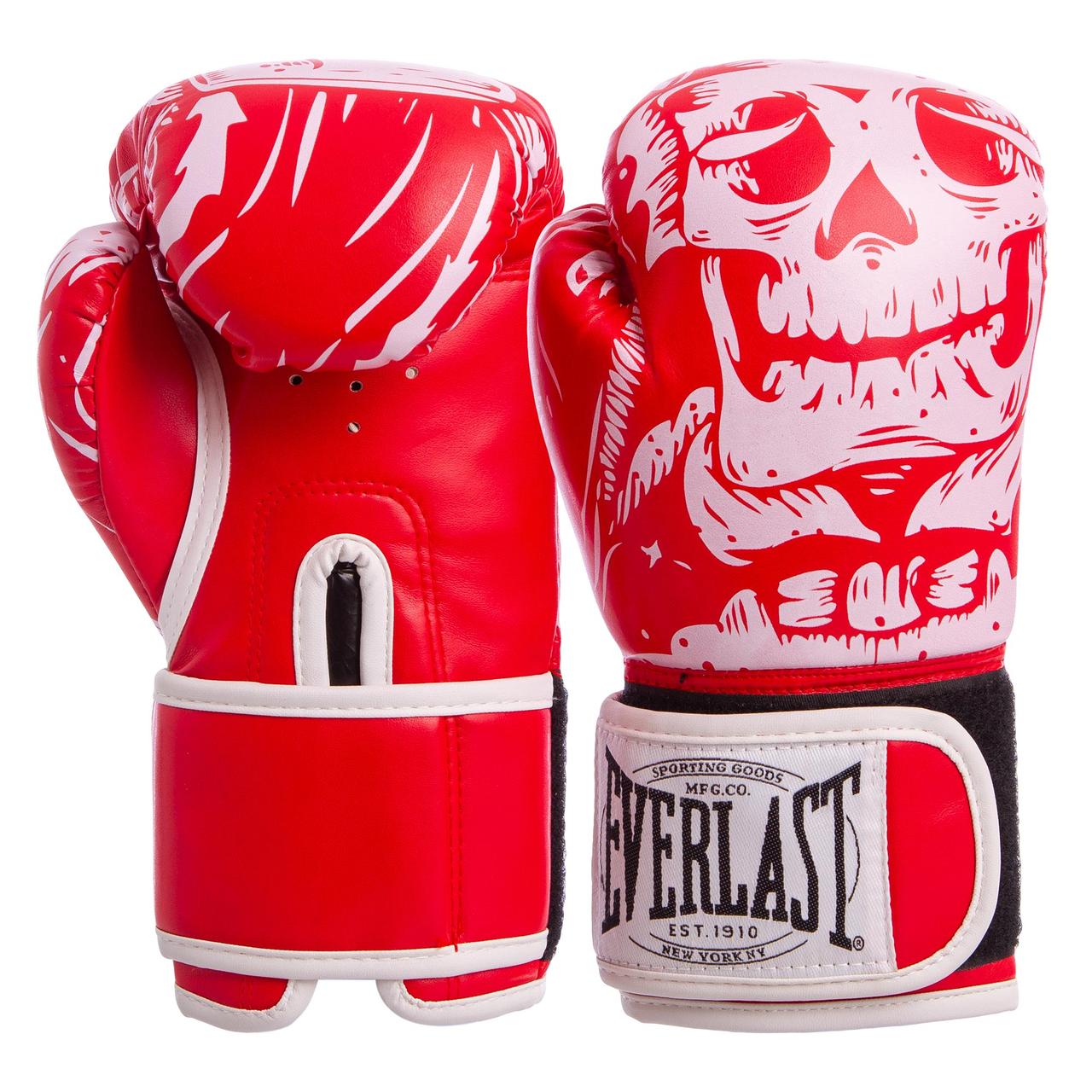 

Перчатки для бокса и единоборств на липучке Everlast SKULL Champ 5493 красный-белый 8 унций