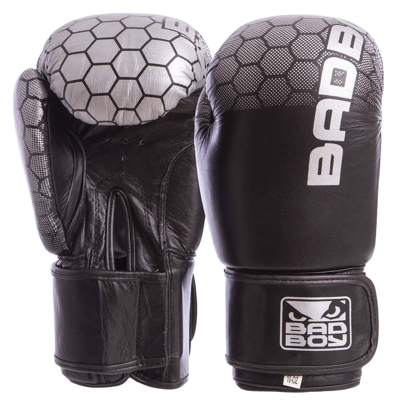 

Перчатки для бокса и единоборств BAD BOY Champ кожаные 5434 Black-Silver 12 унций