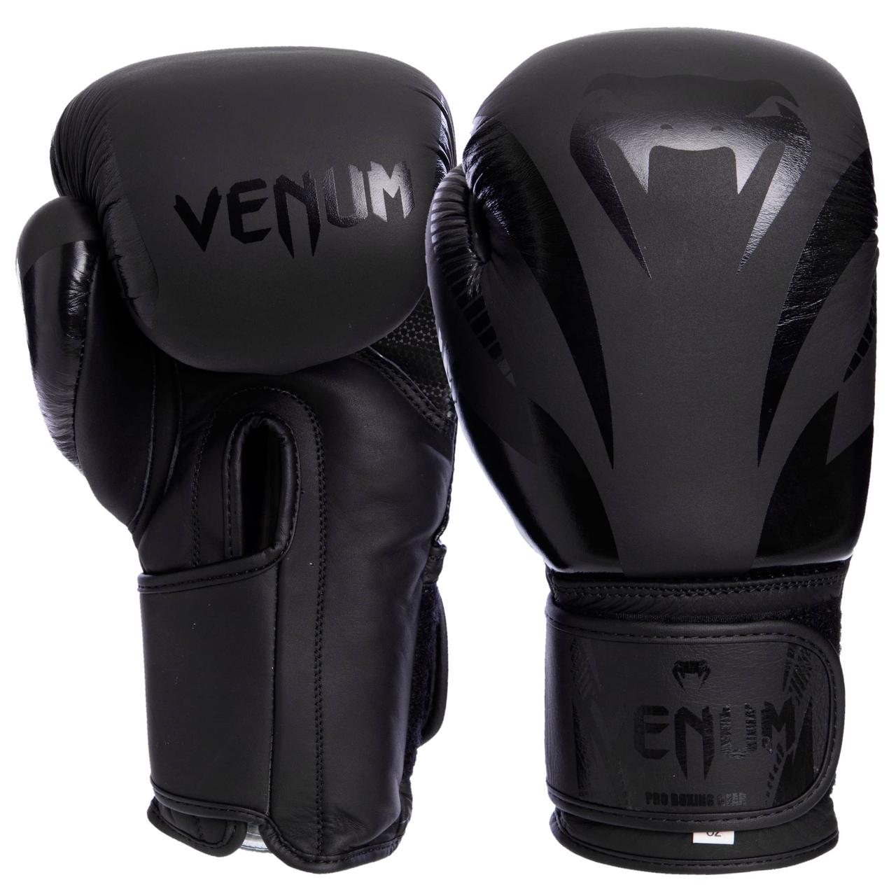 

Перчатки для бокса и единоборств кожаные Venum IMPACT CLASSIC Champ VL-8316 Black 12 унций