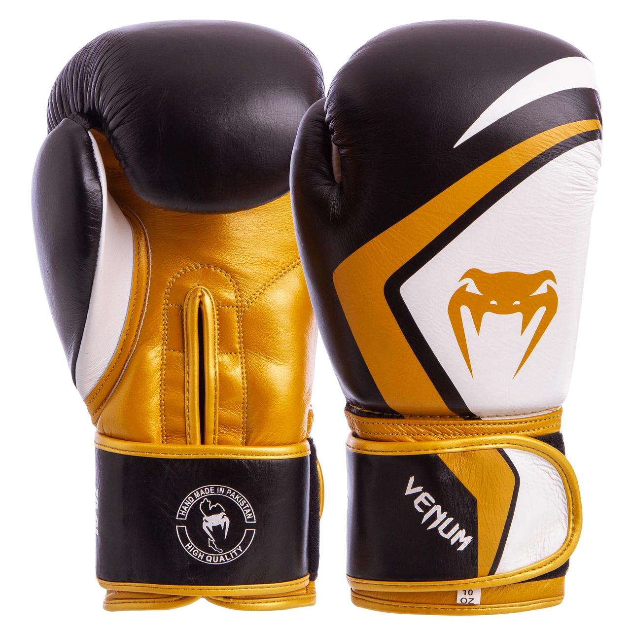 

Перчатки для бокса и единоборств VENUM CONTENDER 2.0 Champ кожаные 8202 Black-Gold-White 10 унций
