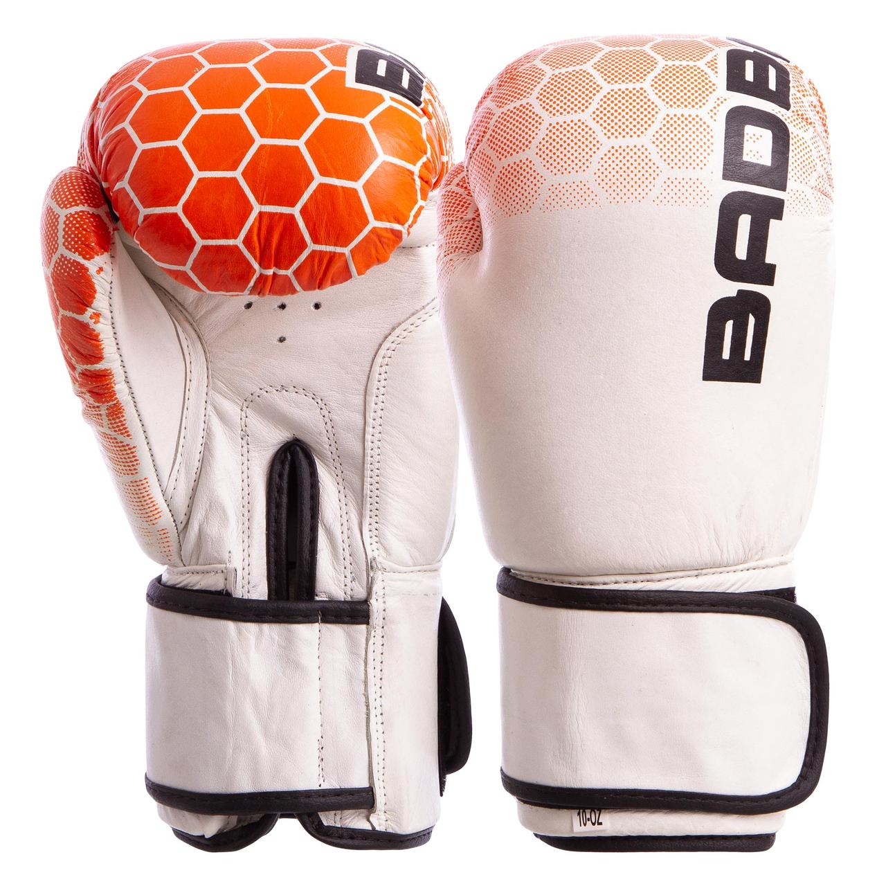 

Перчатки для бокса и единоборств BAD BOY Champ кожаные 5434 White-Orange 12 унций