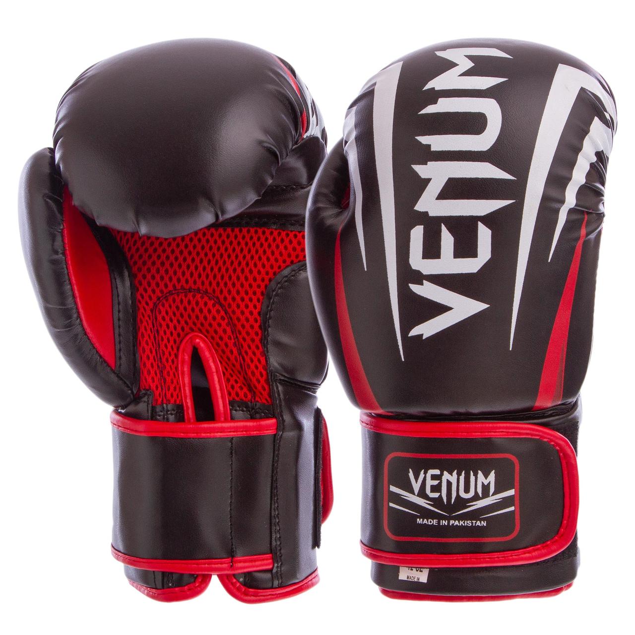 

Перчатки для бокса и единоборств на липучке Venum Champ 5315 Black-Red-White 8 унций