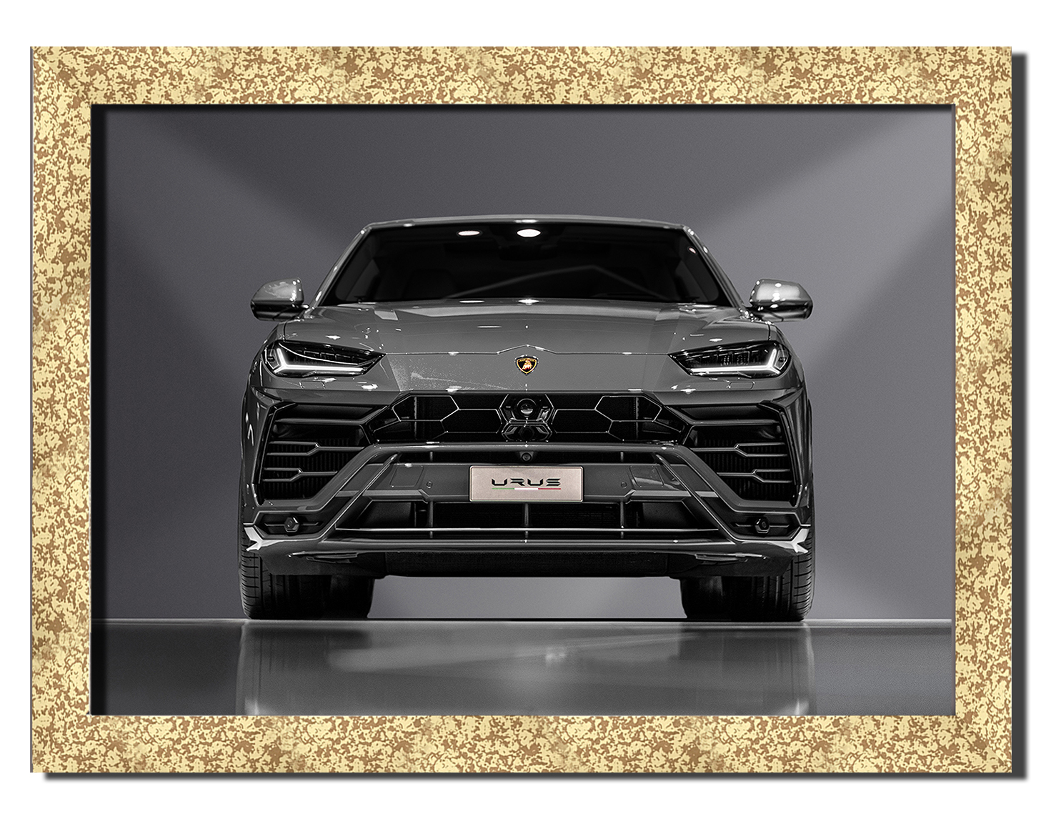 

Golden frame картина на файн-арт бумаге автомоюиль внедорожник Lamborghini Urus споривное авто Hotel Arizona HD 31 см x 41 см