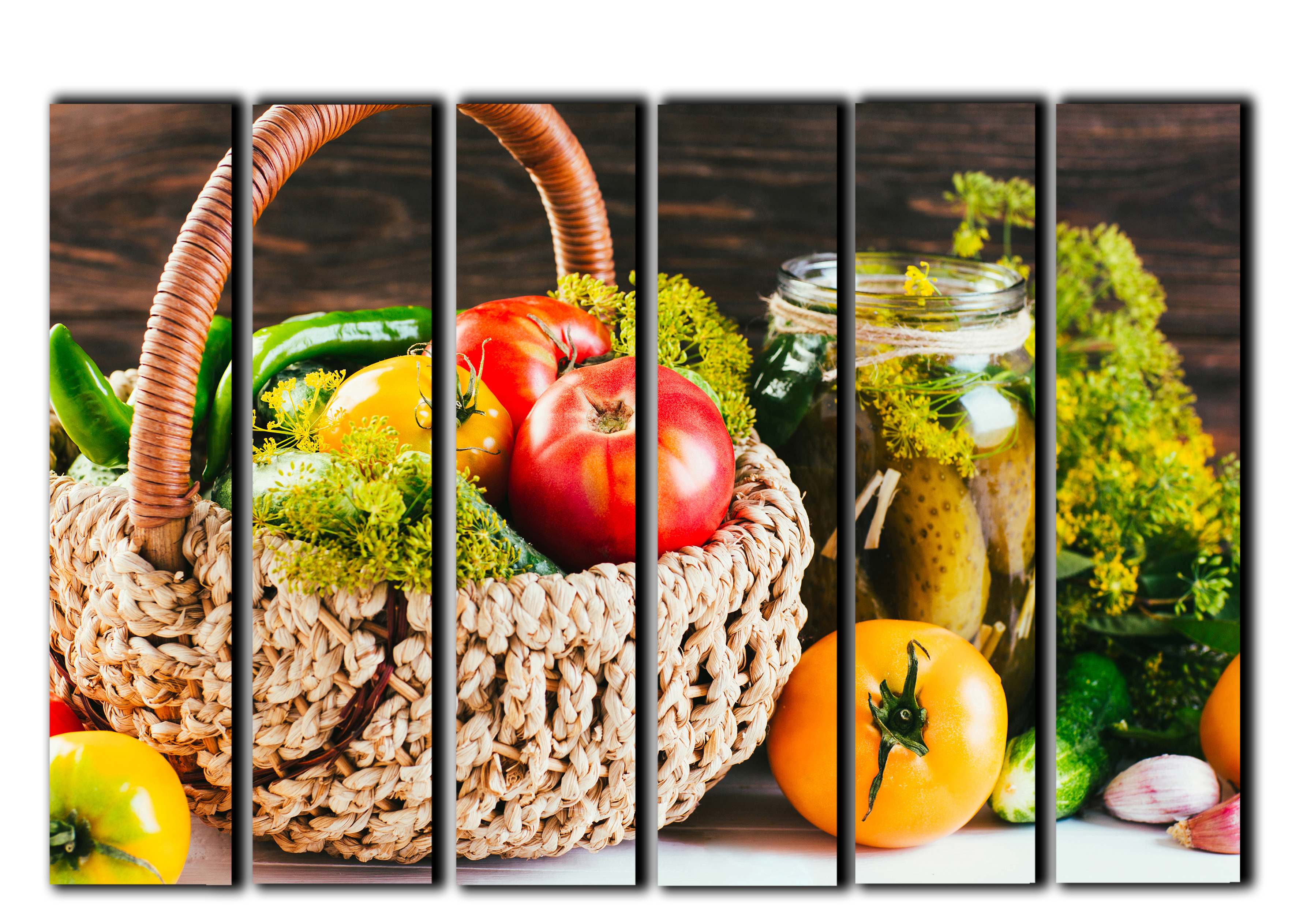 

Модульная картина на холсте из 6 частей Корзина с овощами вкусная еда, кухонная тематика Hotel Arizona HD 112 см x 171 см