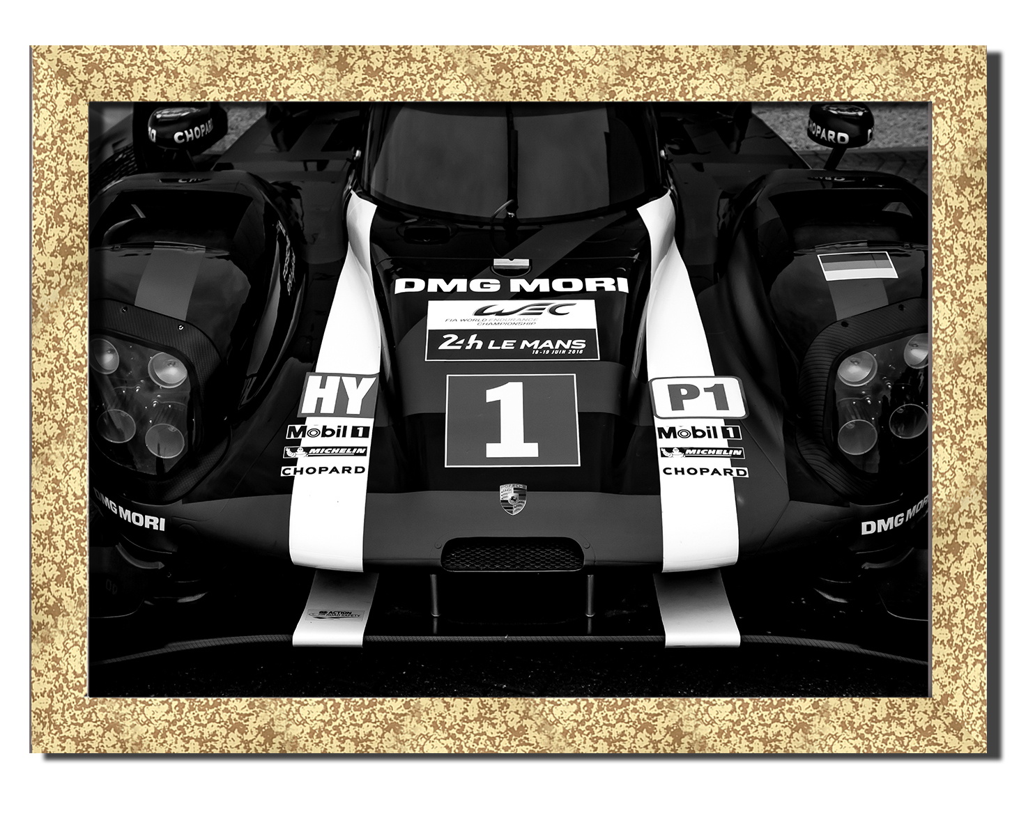 

Golden frame картина на файн-арт бумаге Porsche 919 Hybrid спортивные гоночные авто суперкары Hotel Arizona HD 31 см x 41 см