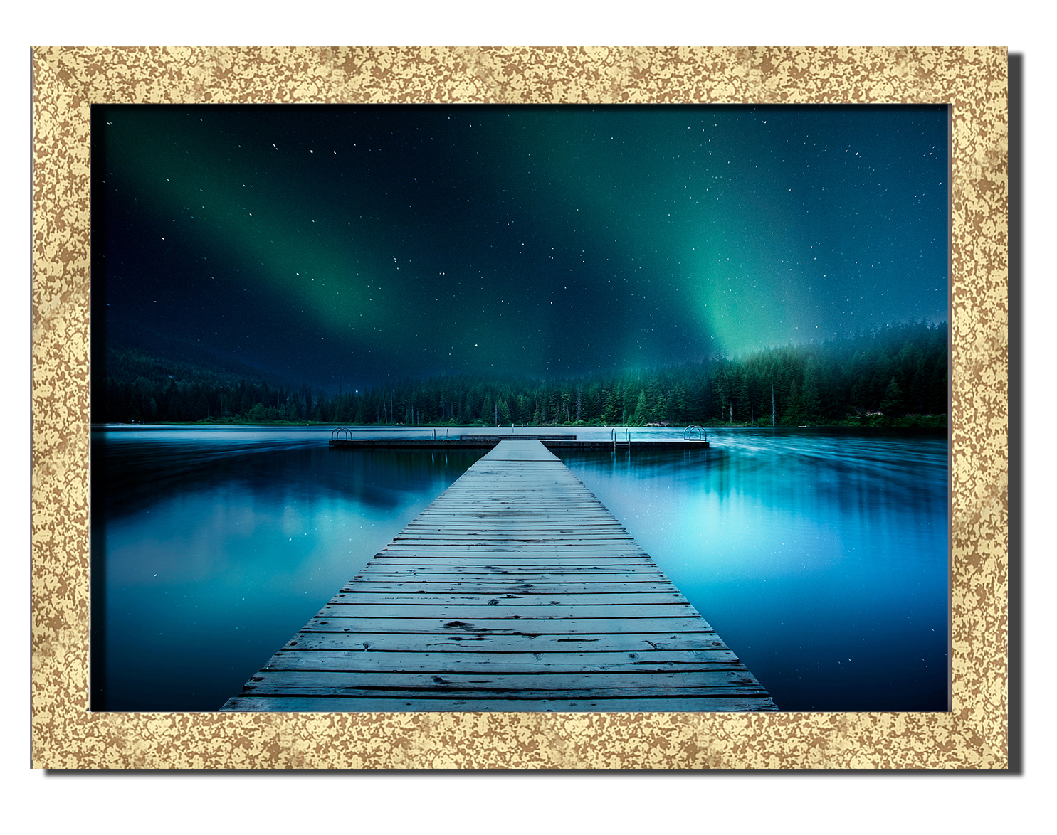 

Golden frame картина на файн-арт бумаге ночной пирс природа пейзаж ландшафт Hotel Arizona HD 31 см x 41 см