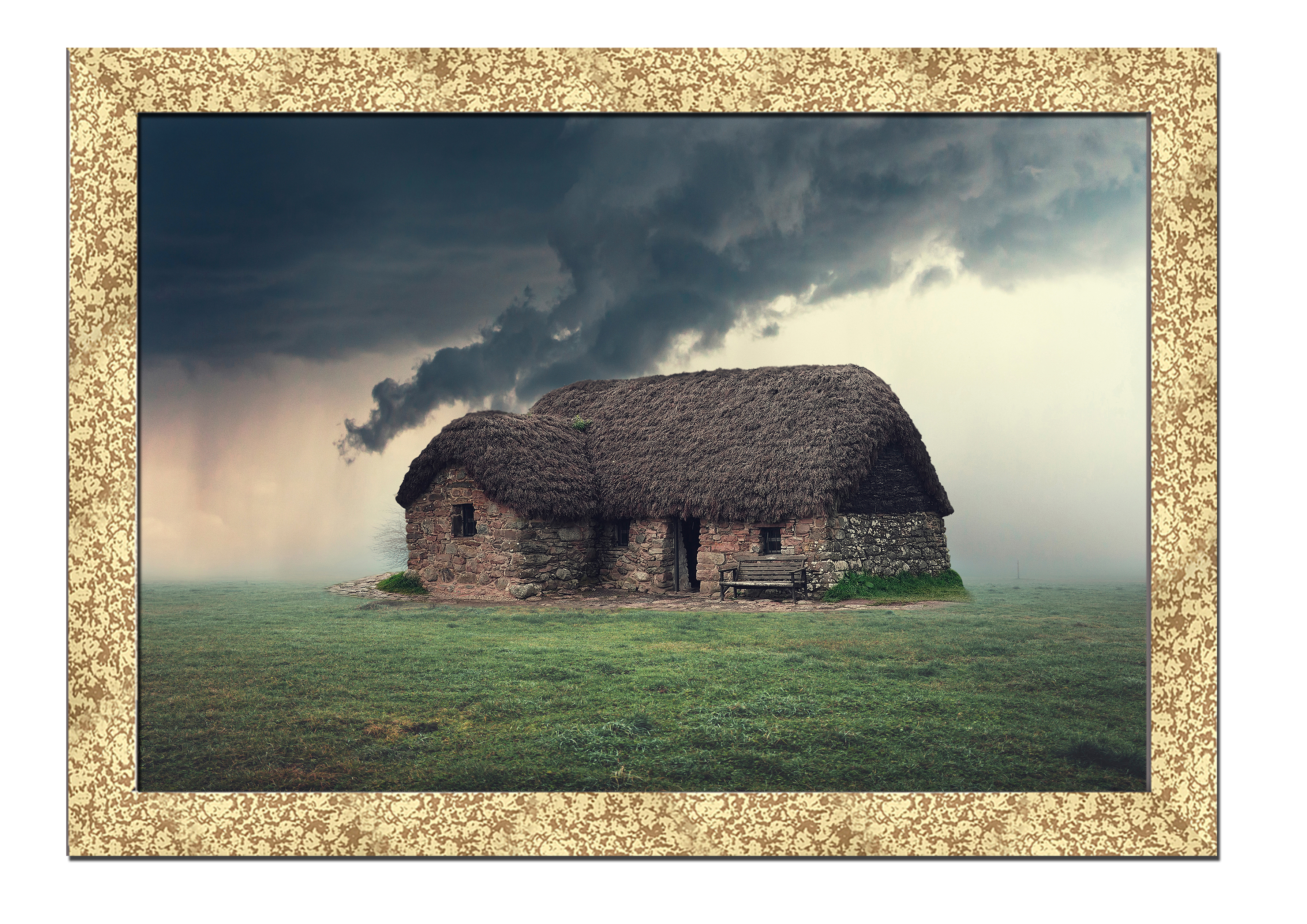 

Golden frame картина на файн-арт бумаге Одинокая буря природа пейзаж ландшафт Hotel Arizona HD 31 см x 41 см