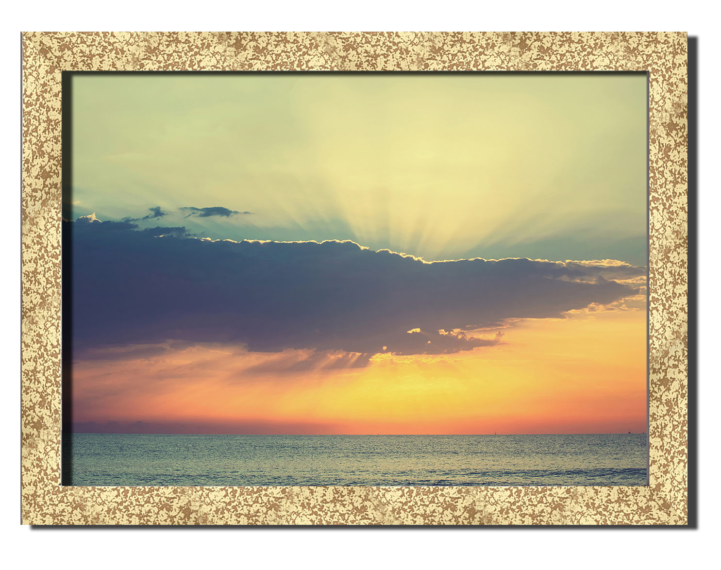 

Golden frame картина на файн-арт бумаге Рассвет на море морская тематикаа Hotel Arizona HD 31 см x 41 см