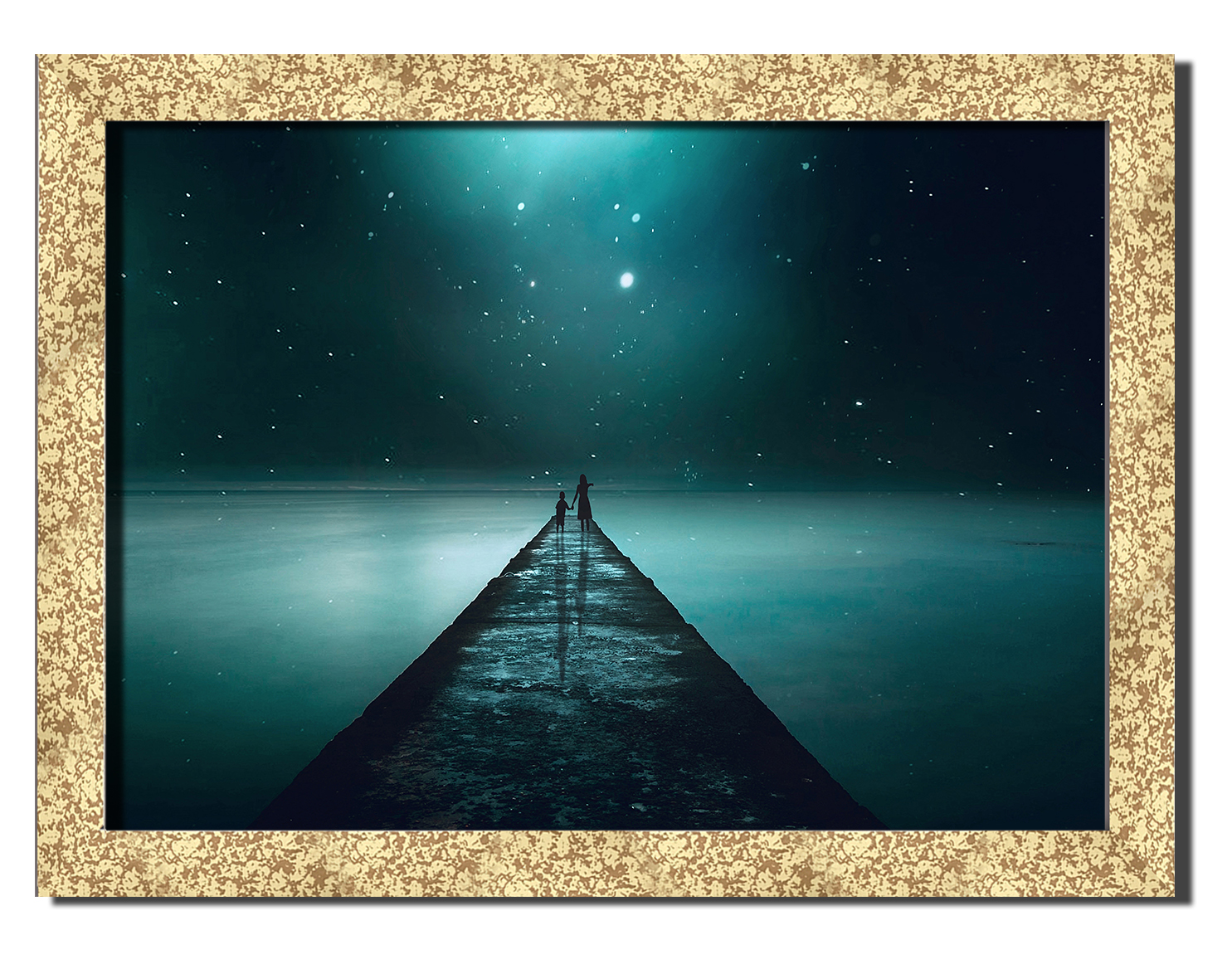 

Golden frame картина на файн-арт бумаге ночь фантазии природа, пейзаж, ландшафт Hotel Arizona HD 31 см x 41 см