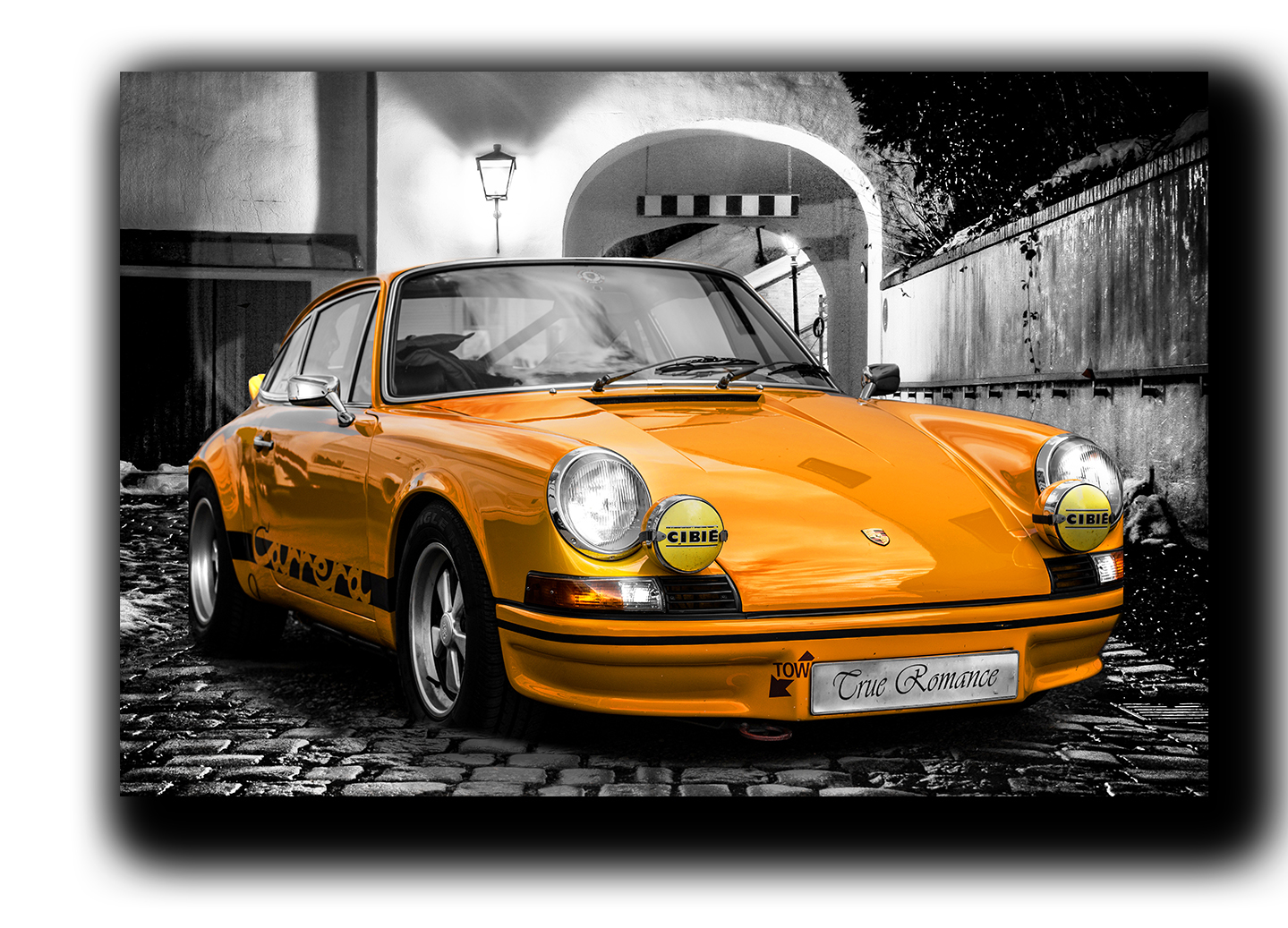 

картина на холсте классический Porsche 911 авто Порше Hotel Arizona HD 59 см x 102 см