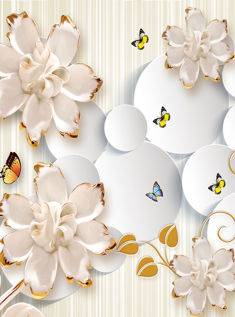 

Фотообои флизелиновые De-Cors цветы 3Д 200х270 см 2 сегмента (201726Ф)