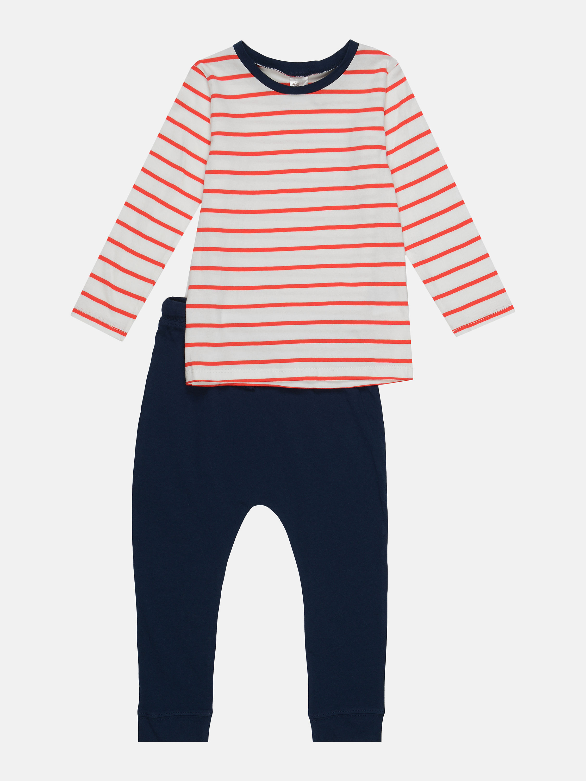 

Комплект (лонгслив + брюки) H&M 2502-8854341 98 см Синий с белым