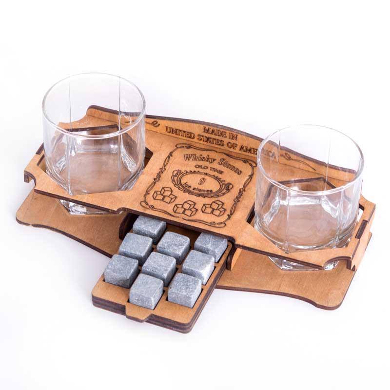 

Камни для виски Whiskey stones 9шт Wood со стаканами