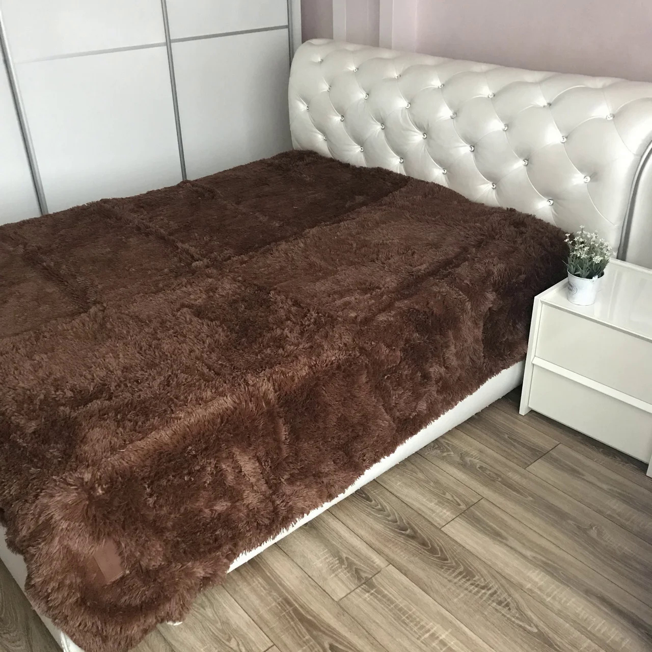 

Меховой плед покрывало травка евро 220x240 см Коричневый