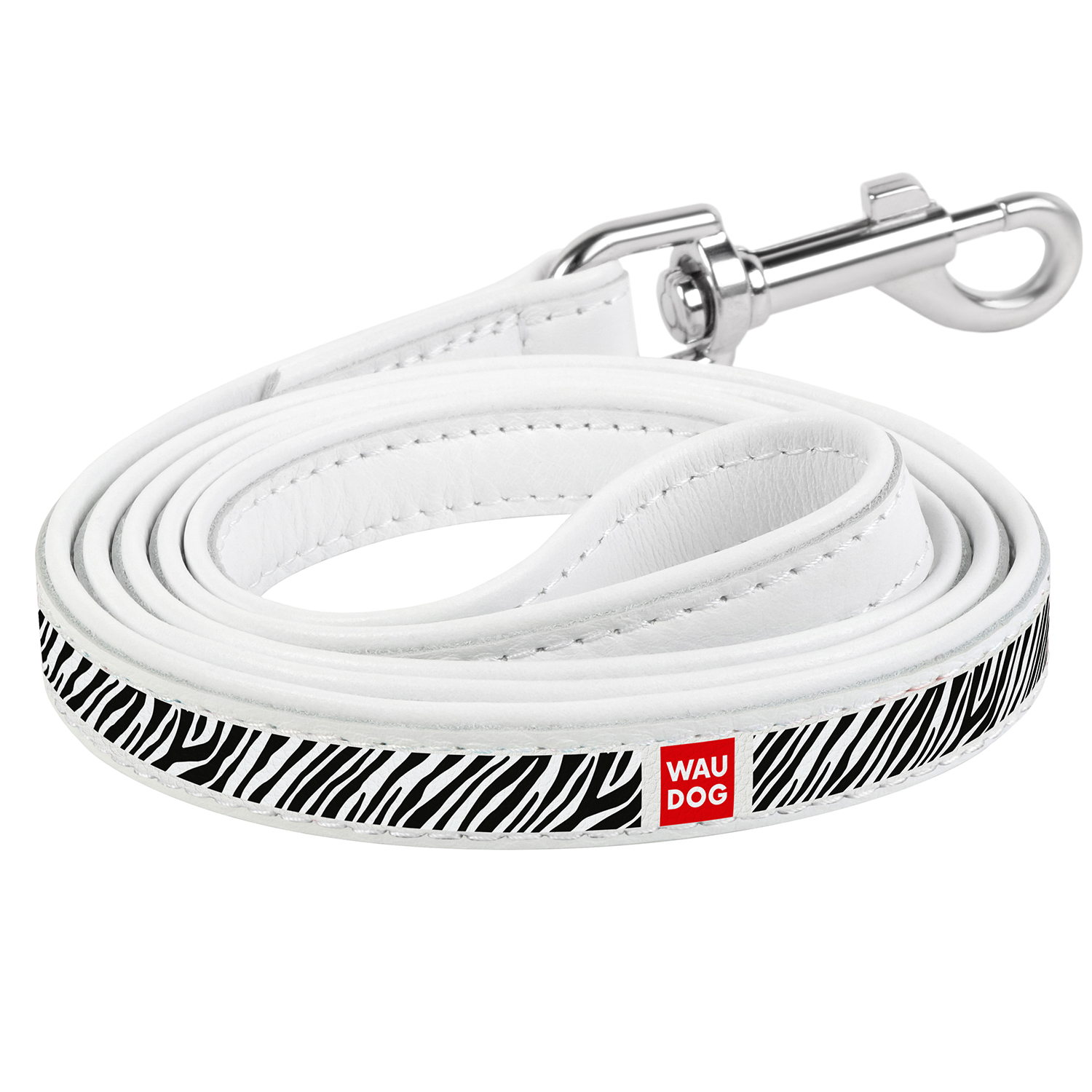 

Кожаный поводок для собак WAUDOG Design с рисунком "Зебра" Белый 122 см 18 мм (0118-0055-15)