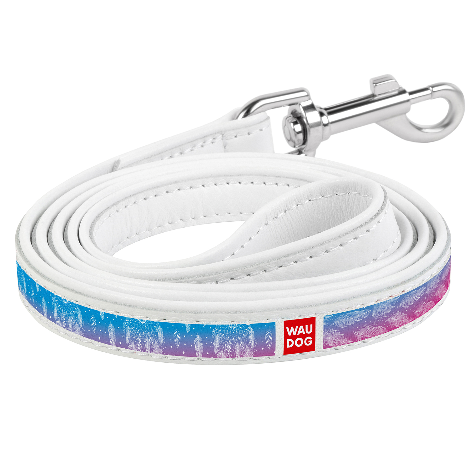 

Кожаный поводок для собак WAUDOG Design с рисунком "Ловец снов" Белый 122 см 18 мм (0118-0063-15)
