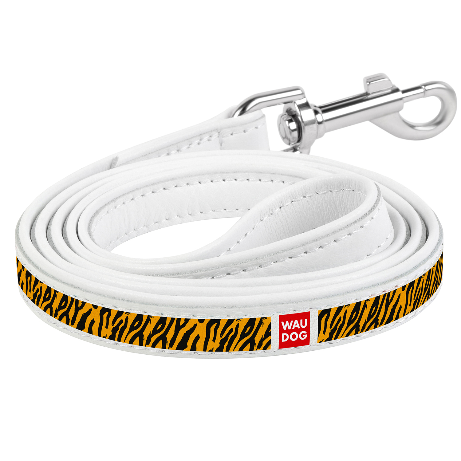 

Кожаный поводок для собак WAUDOG Design с рисунком "Тигр" Белый 122 см 18 мм (0118-0072-15)