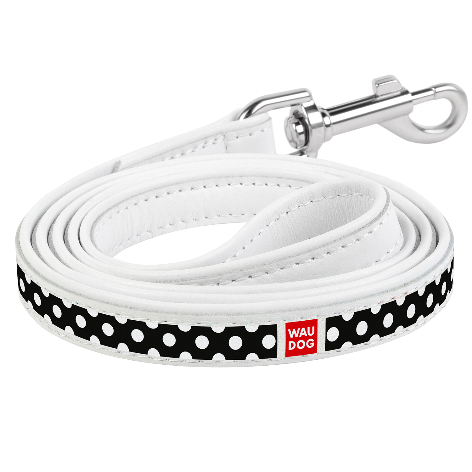 

Кожаный поводок для собак WAUDOG Design с рисунком "Полька" Белый 122 см 12 мм (0112-0037-15)