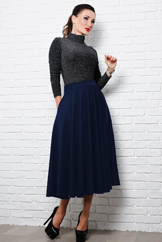 

Юбка солнце клеш Look and Buy Мелисса  Темно - синий, Юбка солнце клеш Look and Buy Мелисса 42 Темно - синий