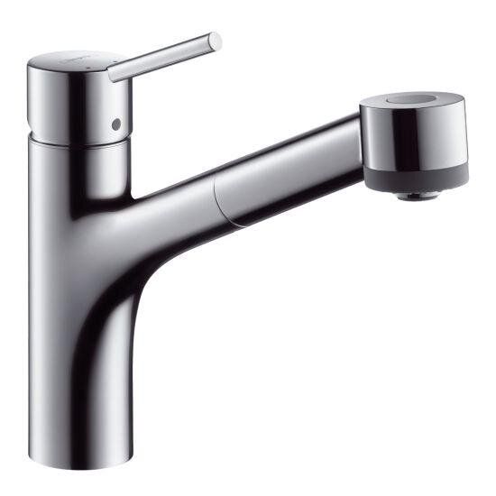 

Cмеситель кухонный с выдвижным душем HANSGROHE хром TALIS S латунь 32841000