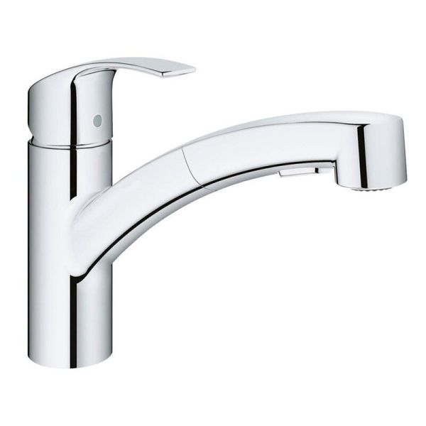 

Cмеситель для кухни с выдвижным душем GROHE хром EUROSMART латунь 30305000