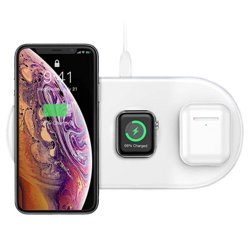 

Беспроводное зарядное устройство Baseus Smart 3in1 Wireless Charger For Phone+Watch+Pods（18W MAX）White