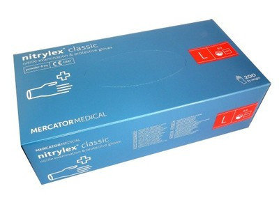 

Перчатки нитриловые, неопудренные Mercator Medical Nitrylex Classic размер L - 100 шт Синий