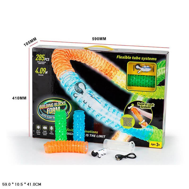 

Гоночный трек 669 «Светящийся туннель» 285 деталей на аккумуляторе A-Toys (669)