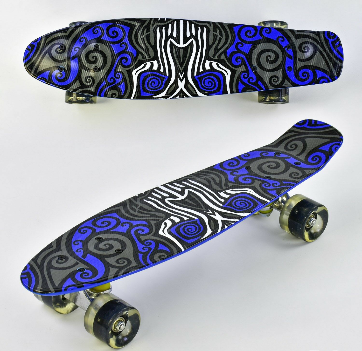 

Скейт детский Penny board F 6510 Пенни борд абстракция синий со светящимися колесами ((IG74547)