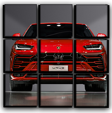 

Модульная картина на холсте 9 частей авто внедорожник Lamborghini Urus споривное авто Hotel Arizona HD 77 см x 77 см