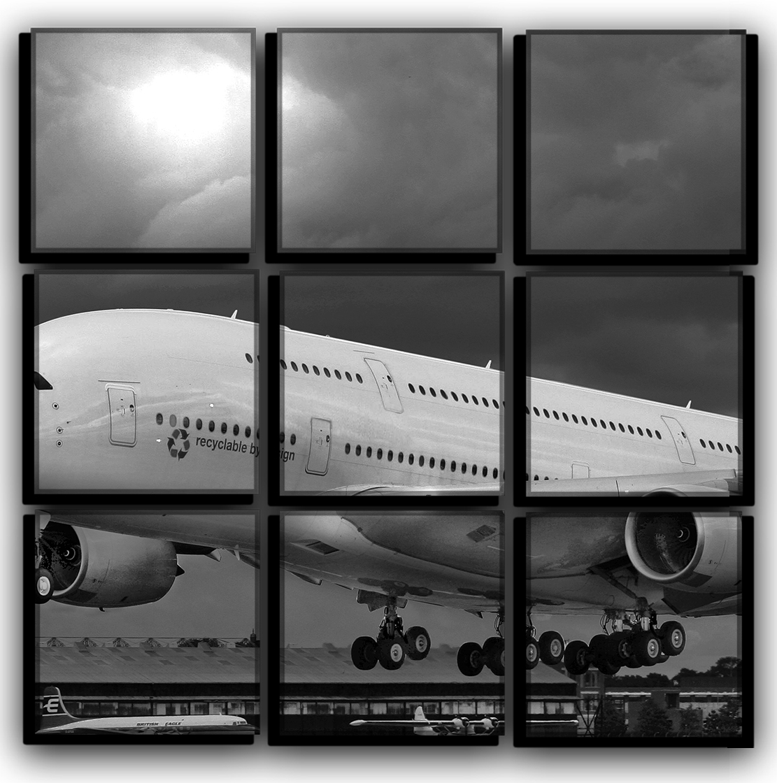 

Модульная картина на холсте 9 частей Airbus A-380 на взлете реактивный самолет Hotel Arizona HD 77 см x 77 см